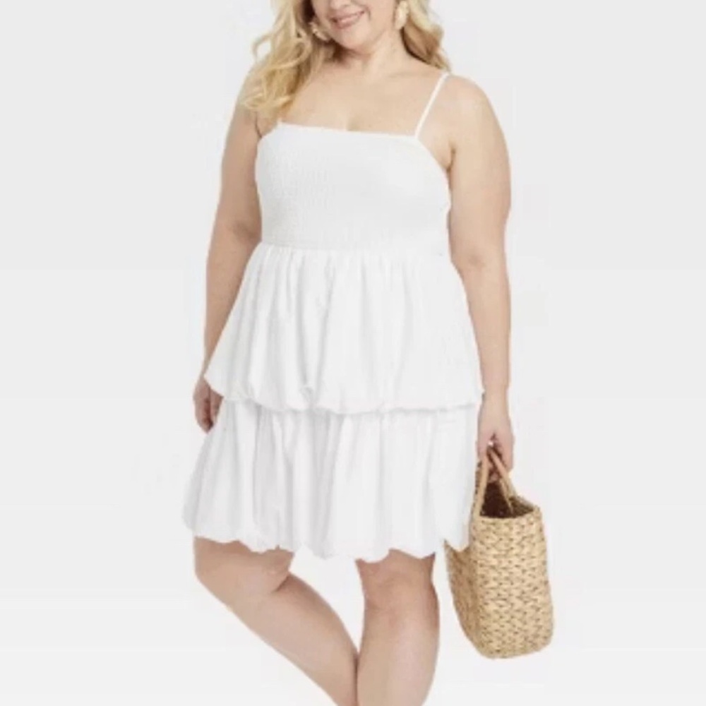 a new day Elegant White Tiered Mini Dress